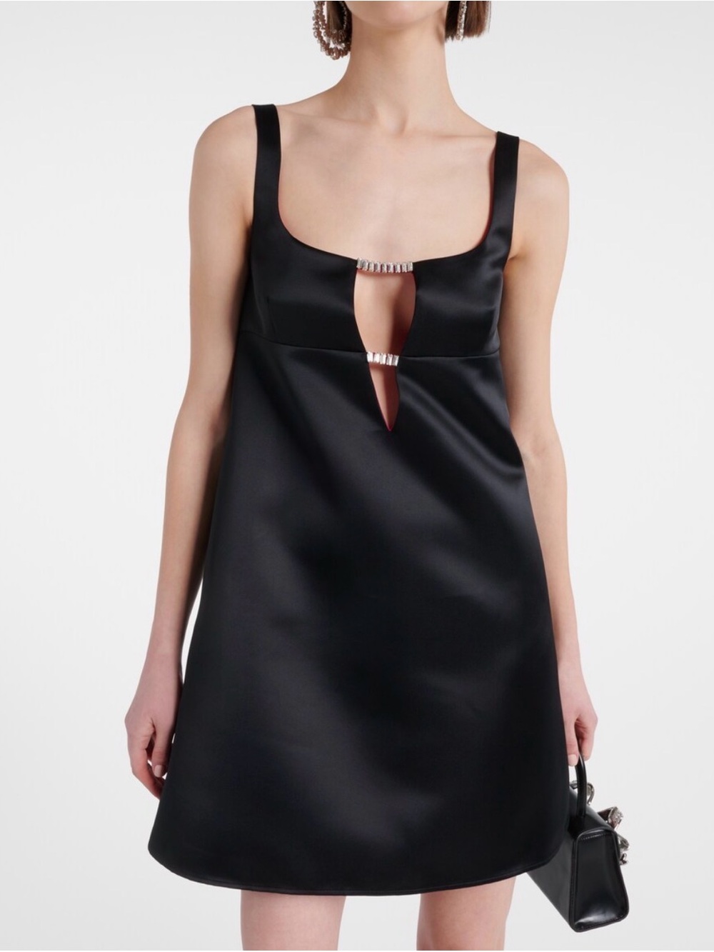 Embellished cutout duchesse-satin mini dress